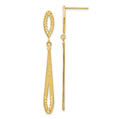 14K Yellow Gold Diamond-cut Dangle Post Earrings