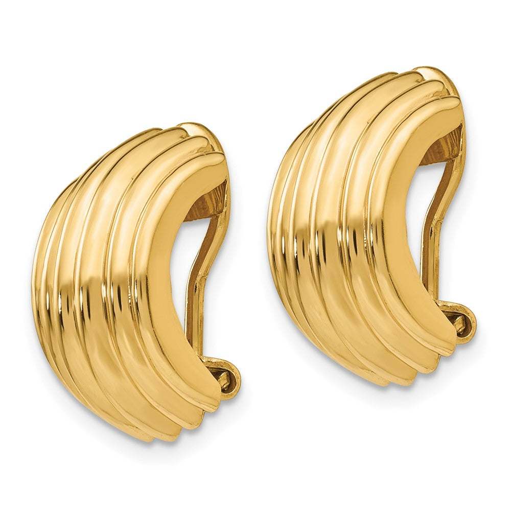 14K Yellow Gold Omega Clip Non-pierced Earrings