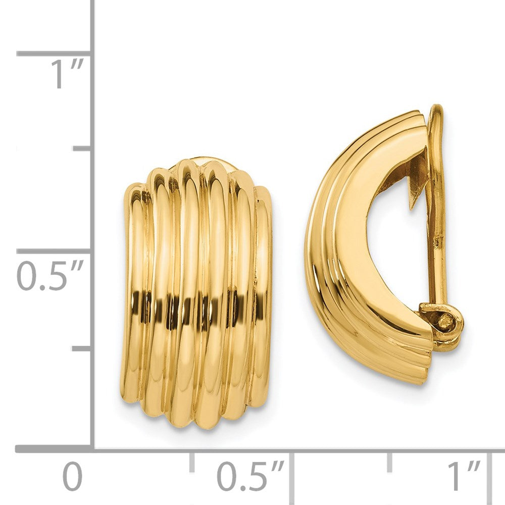 14K Yellow Gold Omega Clip Non-pierced Earrings