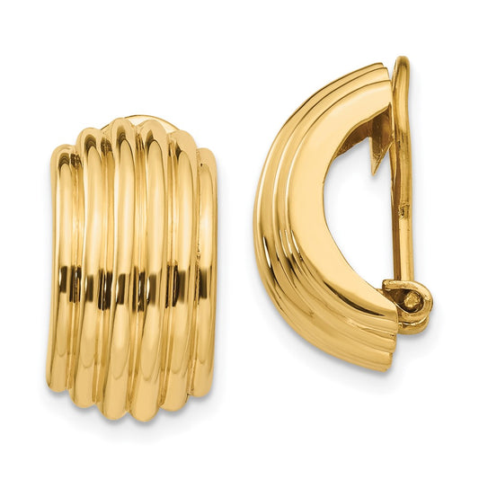 14K Yellow Gold Omega Clip Non-pierced Earrings