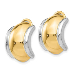 14K Two-Tone Gold Omega Clip Non-pierced Earrings