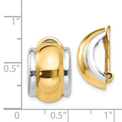 14K Two-Tone Gold Omega Clip Non-pierced Earrings