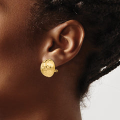 14K Yellow Gold Omega Clip 18mm Hammered Non-pierced Earrings