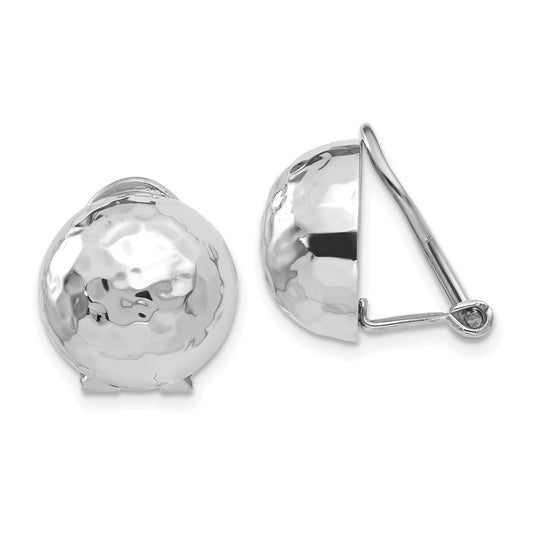 14K White Gold 12mm Hammered Non-pierced Earrings