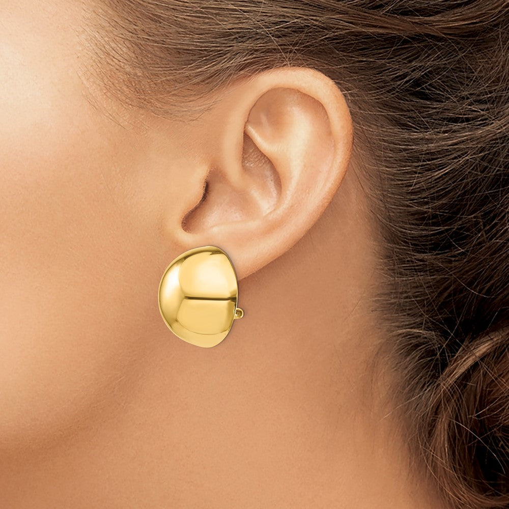 14K Yellow Gold Omega Clip 24mm Half Ball Non-pierced Earrings