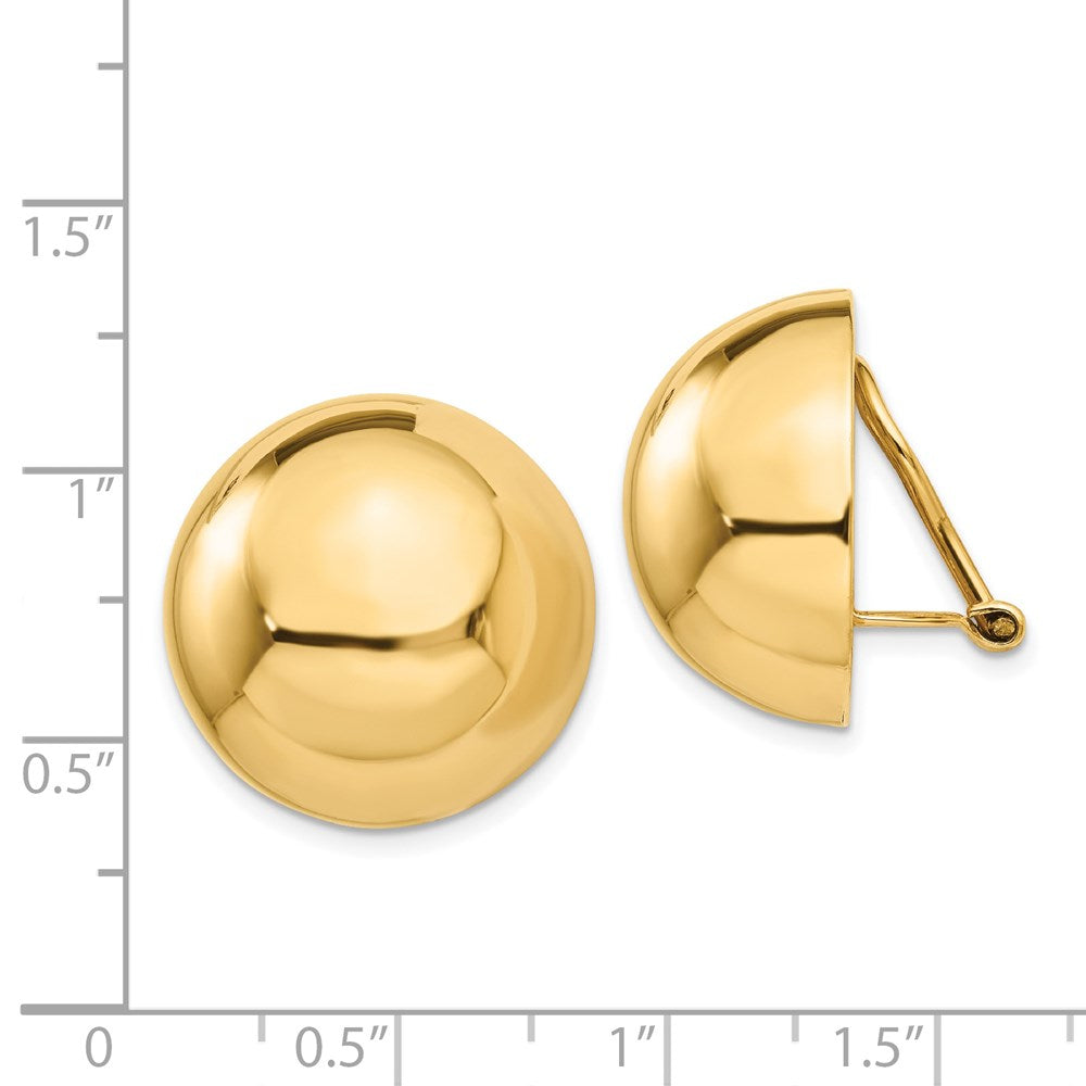 14K Yellow Gold Omega Clip 20mm Half Ball Non-pierced Earrings