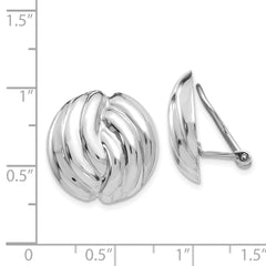 14K White Gold Omega Clip Non-pierced Earrings