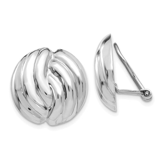 14K White Gold Omega Clip Non-pierced Earrings