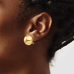 14K Yellow Gold Omega Clip 16mm Half Ball Earrings