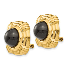 14K Yellow Gold Omega Clip Onyx Non-pierced Earrings