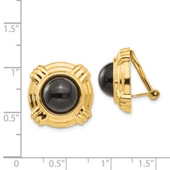14K Yellow Gold Omega Clip Onyx Non-pierced Earrings