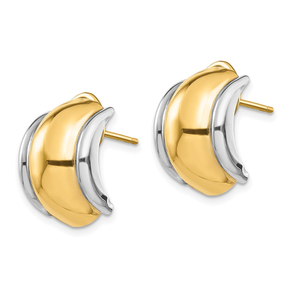 14K Two-Tone Gold Omega Post Earrings