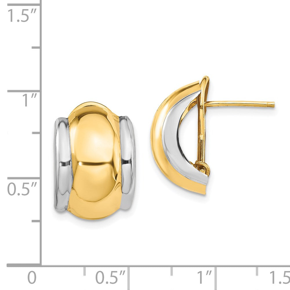 14K Two-Tone Gold Omega Post Earrings