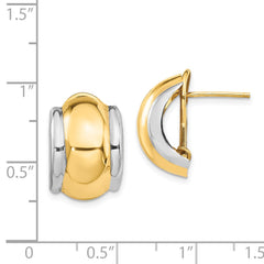 14K Two-Tone Gold Omega Post Earrings