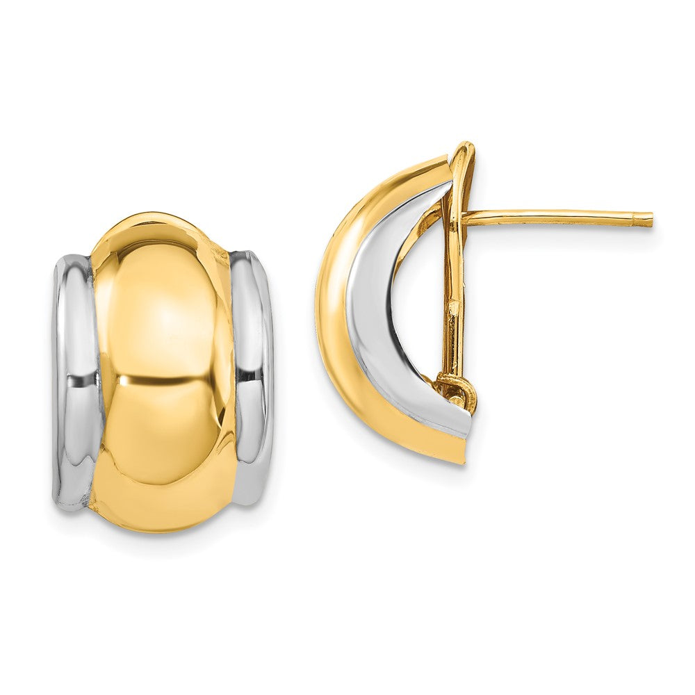 14K Two-Tone Gold Omega Post Earrings