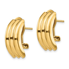 14K Yellow Gold Omega Post Earrings