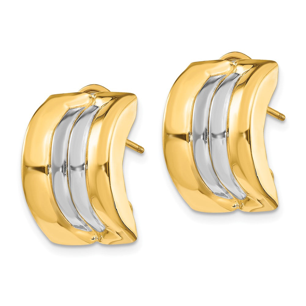 14K Two-Tone Gold Omega Post Earrings