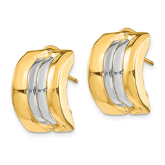 14K Two-Tone Gold Omega Post Earrings