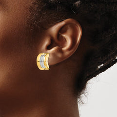 14K Two-Tone Gold Omega Post Earrings