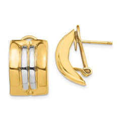 14K Two-Tone Gold Omega Post Earrings