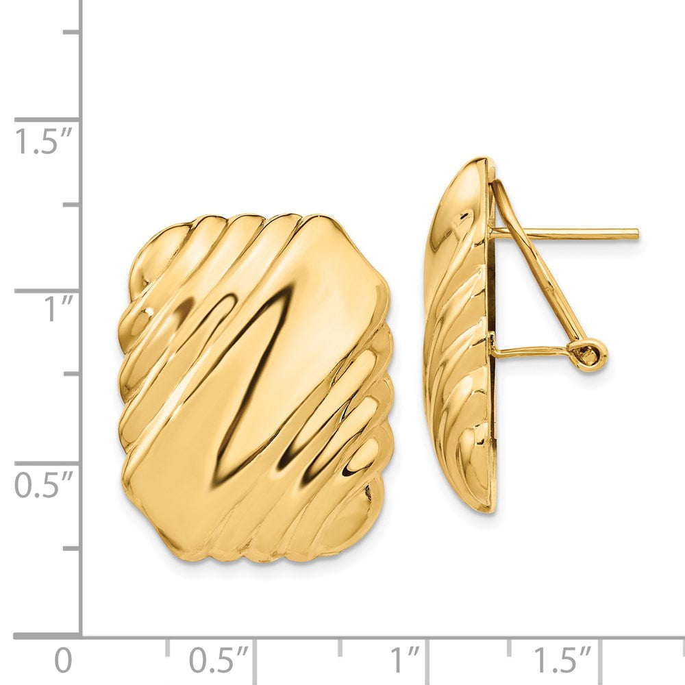 14K Yellow Gold Omega Post Earrings