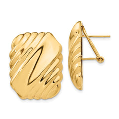 14K Yellow Gold Omega Post Earrings
