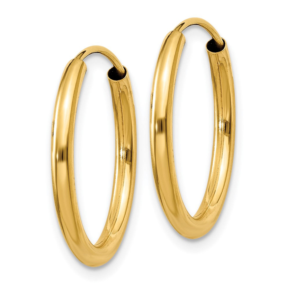 14K Yellow Gold Polished Round Endless 2mm Hoop Earrings