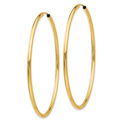 14K Yellow Gold Polished Round Endless 2mm Hoop Earrings