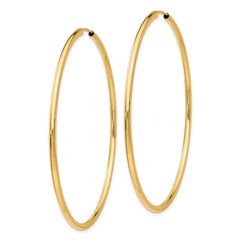 14K Yellow Gold Polished Round Endless 2mm Hoop Earrings