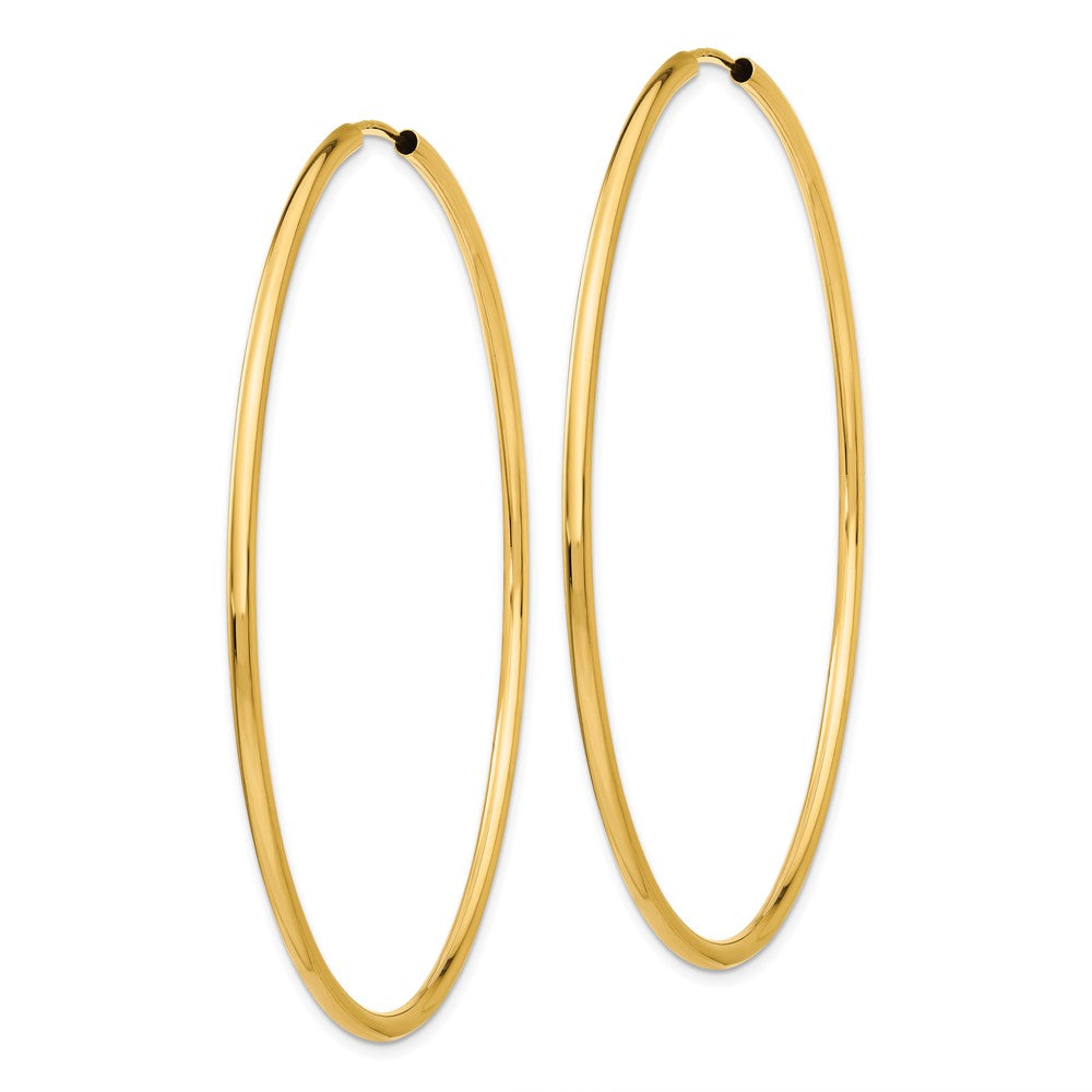14K Yellow Gold Polished Round Endless 2mm Hoop Earrings