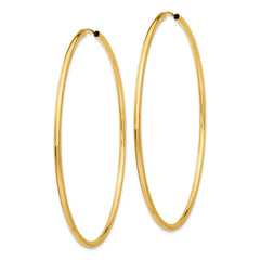 14K Yellow Gold Polished Round Endless 2mm Hoop Earrings