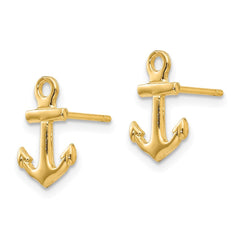 14K Yellow Gold Anchor Post Earrings