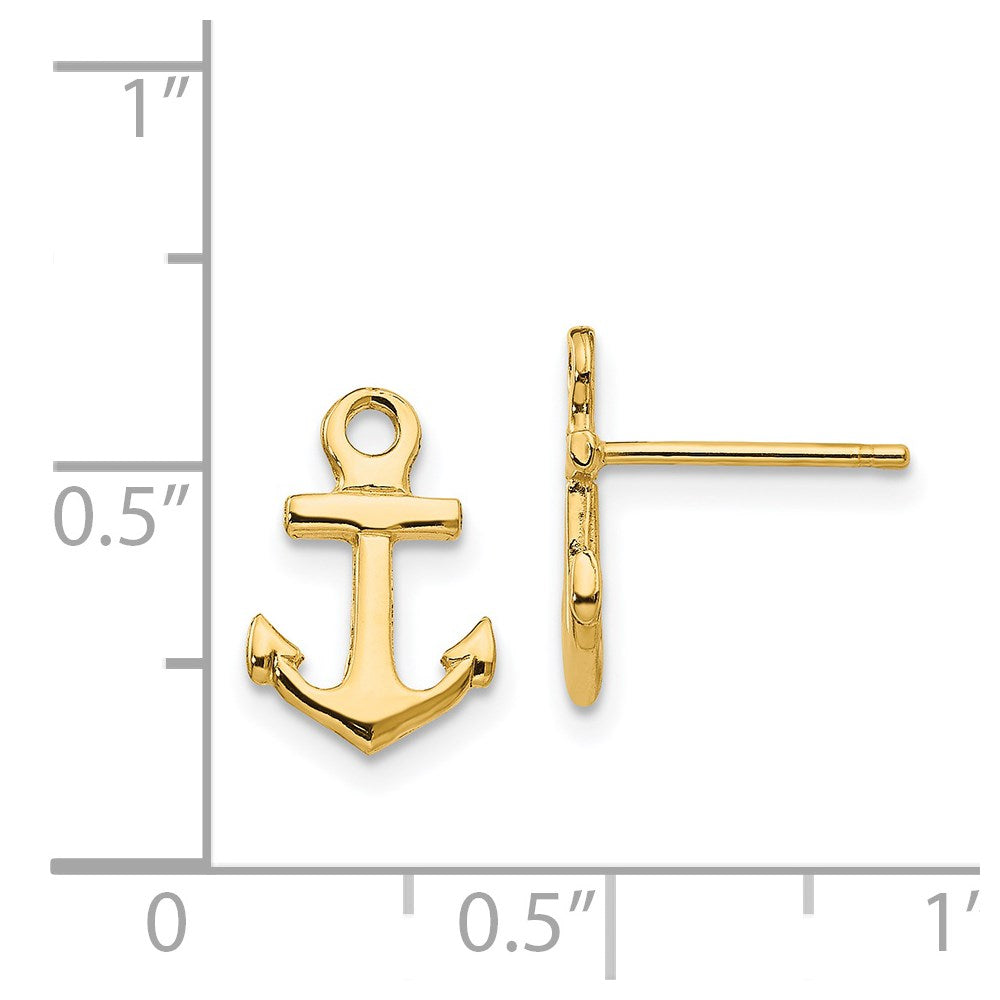 14K Yellow Gold Anchor Post Earrings