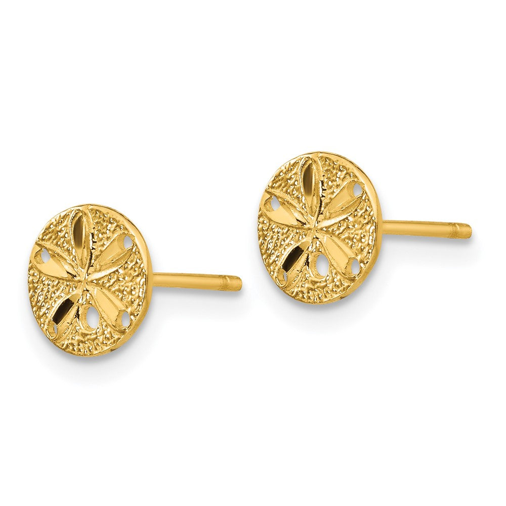 14K Yellow Gold Diamond-cut Sand Dollar Post Earrings
