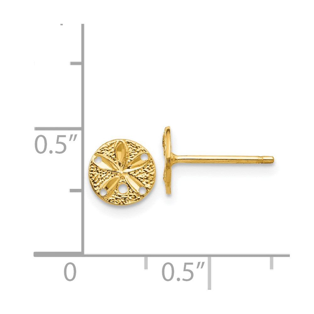 14K Yellow Gold Diamond-cut Sand Dollar Post Earrings