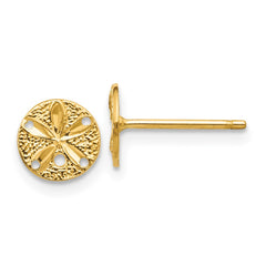 14K Yellow Gold Diamond-cut Sand Dollar Post Earrings