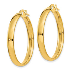 14K Yellow Gold 4x25mm Polished Hoop Earrings
