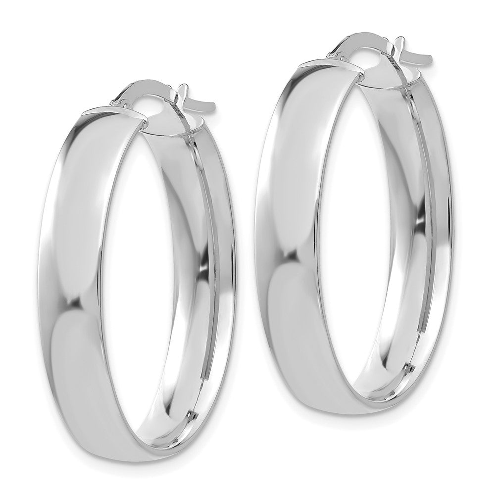 14K White Gold 5.75mm Polished Oval Hoop Earrings