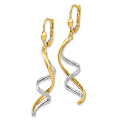 14K Two-Tone Gold Spiral Leverback Earrings