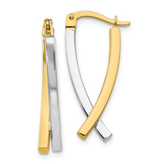 14K Two-Tone Gold Hinged Tube Earrings