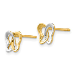 14K Two-Tone Gold Butterfly Post Earrings