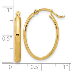 14K Yellow Gold Oval Hoop Earrings