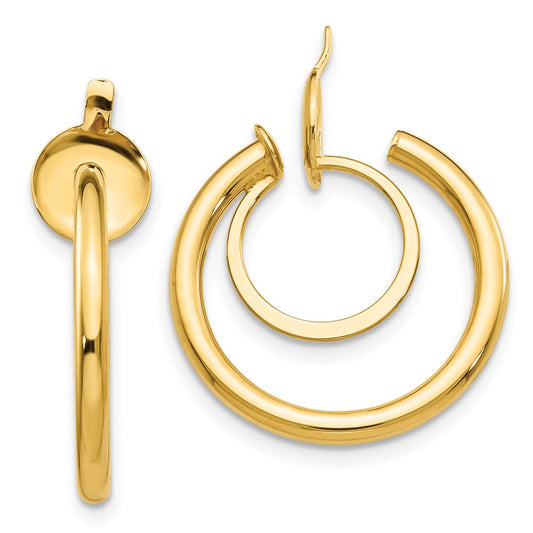 14K Yellow Gold Non-pierced Hoop Earrings