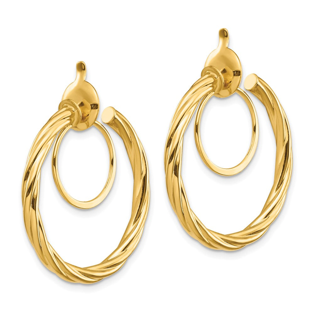 14K Yellow Gold Twisted Non-pierced Hoop Earrings