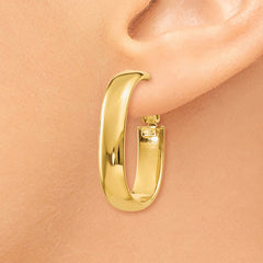 14K Yellow Gold 5.75mm Oval Omega Back Hoop Earrings