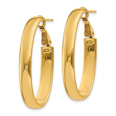 14K Yellow Gold 7.75mm Oval Omega Back Hoop Earrings