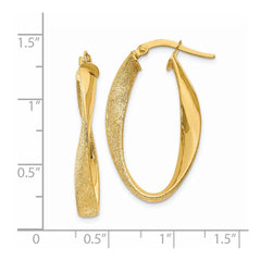 14K Yellow Gold Oval Twist Hoop Earrings