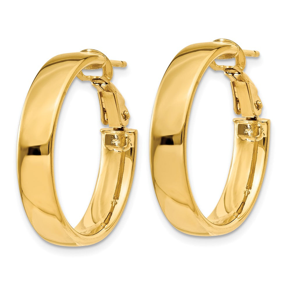 14K Yellow Gold 5mm Omega Back Hoop Earrings