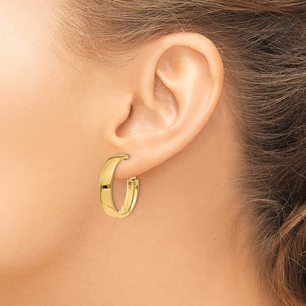 14K Yellow Gold 5mm Omega Back Hoop Earrings