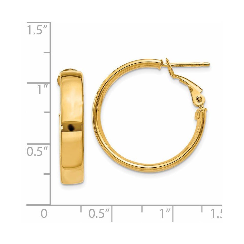 14K Yellow Gold 5mm Omega Back Hoop Earrings